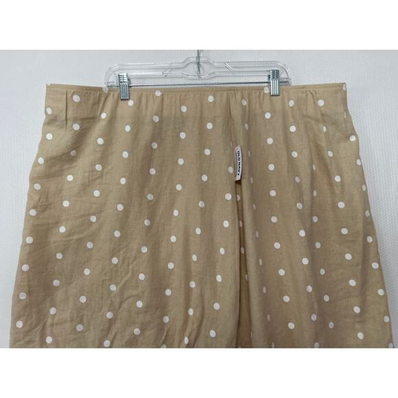 Old Navy Women's Plus Skirt Linen Blend Tan White Polka Dot Short Zip 3X NWT - Picture 2 of 10